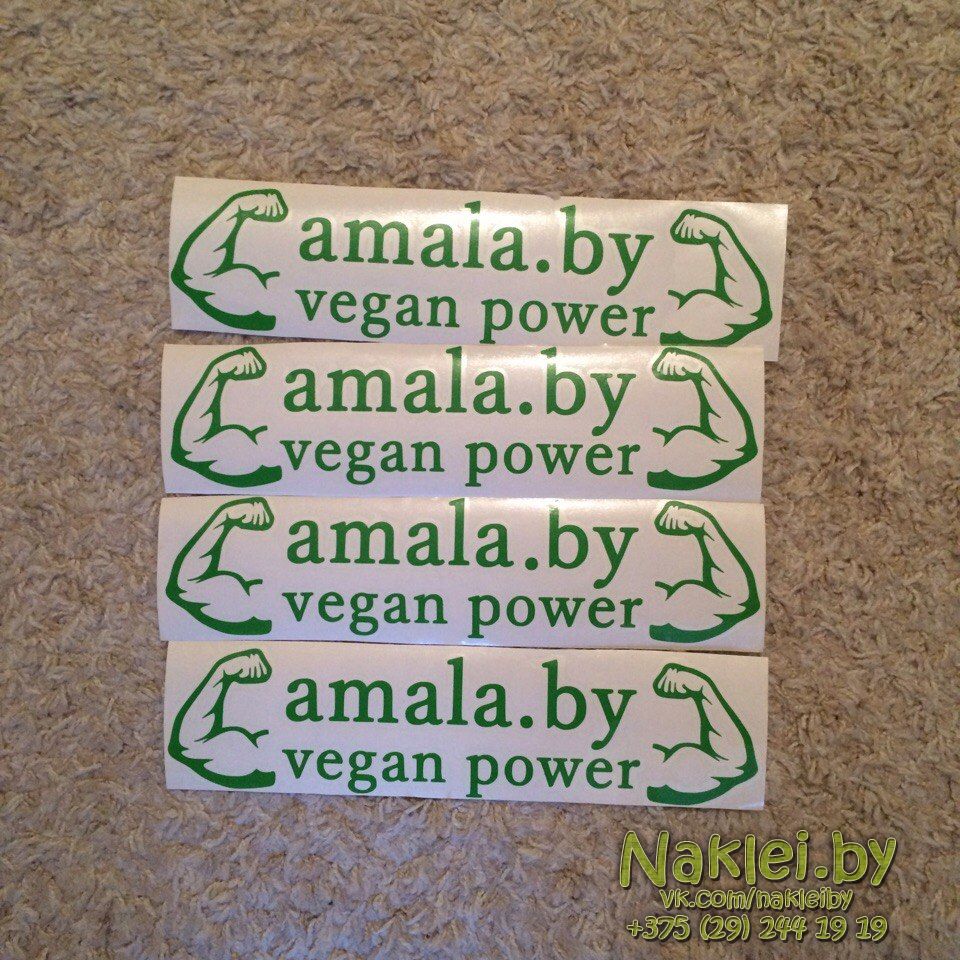 Зеленые вегетрианские наклейки Amala.by VEGAN POWER в Минске